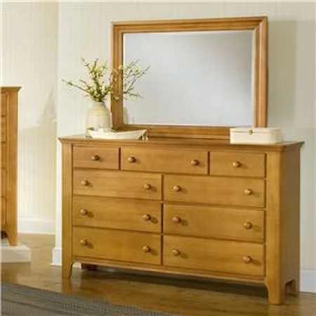 9-Drawer Triple Dresser & Rectangular Mirror Combo